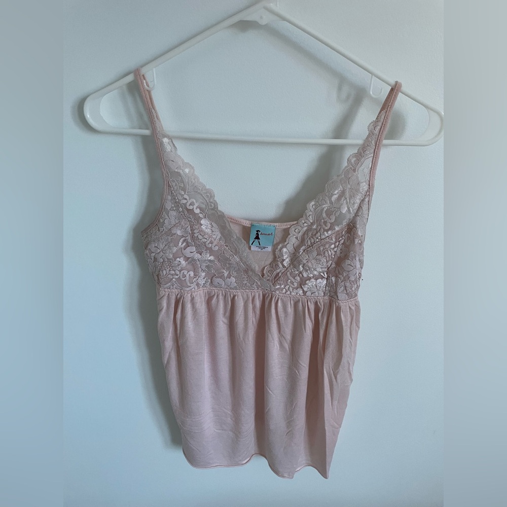Lace Trim Pink Tank Top
